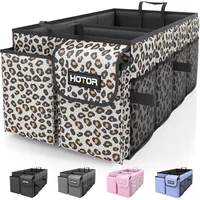 Organizador de Baúl de Carro Color Leopardo Marrón con Compartimientos y Bolsillos