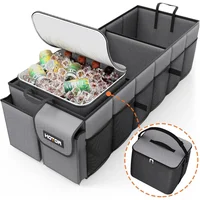 Organizador de Baúl de Carro Color Gris con Compartimientos y Bolsa Térmica Extraíble