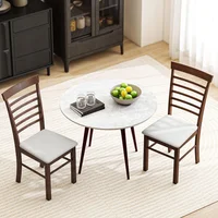 Sillas de Comedor en Madera y Tela Tipo Lino Juego de 2 Color Marrón y Beige