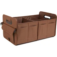 Organizador de Baúl de Carro Color Marrón con Compartimientos Ajustables Plegables