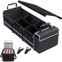 Organizador de Baúl de Carro Color Negro con Bolsa Térmica Extraíble y Compartimientos