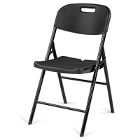 Juego de 4 Sillas Plegables de Plástico para Eventos Negro