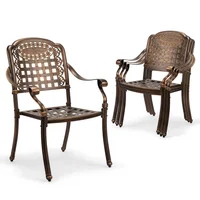 Juego de 2 Sillas de Patio Apilables de Aluminio con Acabado Bronce