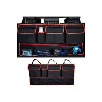 Organizador Colgante de Baúl de Carro Negro con Rojo y Bolsillos de Gran Capacidad