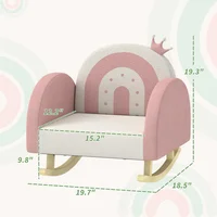 Mecedora Infantil Tapizada en Terciopelo con Diseño de Corona Color Rosa
