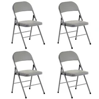 Sillas Plegables de Hierro y PVC Juego de 4 Color Gris