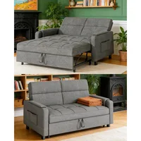 Sofá Cama Convertible 3 en 1 con Respaldo Ajustable y Espuma de Alta Densidad Gris Oscuro