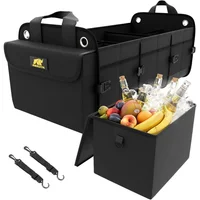 Organizador de Baúl de Carro Color Negro con Bolsa Térmica Desmontable y Compartimientos