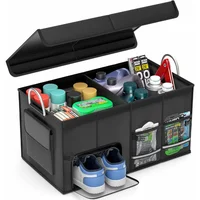 Organizador de Baúl de Carro Color Negro con Tapa y Compartimientos Ajustables 56L