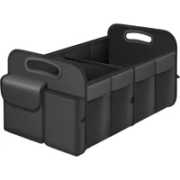 Organizador de Baúl de Carro Color Gris con Compartimientos Dobles y Bolsillos Laterales