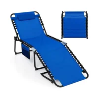 Silla Reclinable Extra Ancha Plegable para Patio Azul Marino