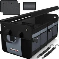 Organizador de Baúl de Carro Color Gris con Tapa Desmontable y Compartimientos Amplios