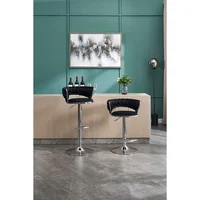 Sillas Altas Giratorias en Terciopelo con Altura Ajustable Juego de 2 Color Negro