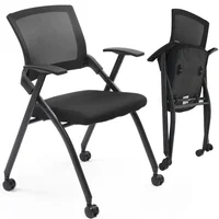 Sillas Plegables Apilables con Ruedas para Conferencias Color Negro