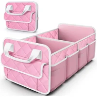 Organizador de Baúl de Carro Color Rosado con Compartimientos Dobles y Base Antideslizante