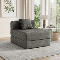 Sofá Cama Plegable de Pana Convertible 3 en 1 para Espacios Pequeños Gris