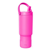 Botella Infantil Aislada con Pitillo y Agarre Color Frambuesa Vibrante