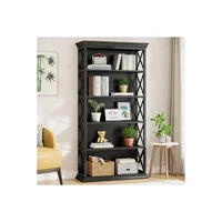 Estantería de 5 Niveles para Libros y Almacenamiento Estilo Industrial Color Madera y Negro