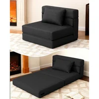 Silla Sofá Cama Plegable 3 en 1 con Respaldo Ajustable y Cojín Negro Carbón