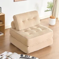 Silla Sofá Cama Plegable Convertible para Piso con Cojines Camel
