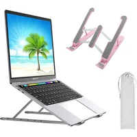 Soporte Plegable para Computador Portátil con Seis Niveles de Altura en Color Rosado