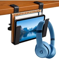 Soporte Lateral Ajustable para Computador Portátil con Organizador y Base Antideslizante