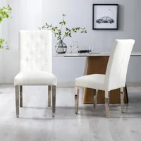 Set de 2 Sillas de Comedor Modernas con Tapizado Aterciopelado en Beige
