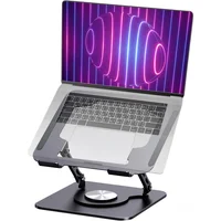 Soporte Giratorio para Computador Portátil en Aluminio con Altura Ajustable en Color Gris