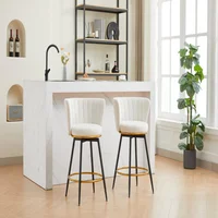 Sillas de Bar con Altura de Mostrador Giratorios de Tela y Metal Gold con Reposapiés