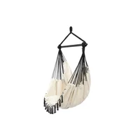Silla Colgante con Cojín en Tela Beige con Cuerda en Color Negro
