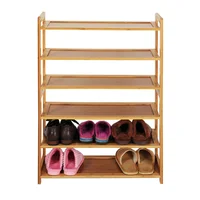 Zapatero Rectangular de Bambú de 6 Niveles Color Madera