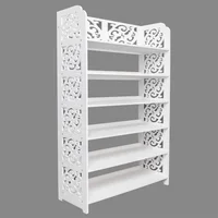 Zapatero Tallado de 6 Niveles con Tablero de Madera y Plástico Color Blanco