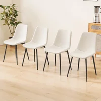 Set de 4 Sillas de Comedor en Lino con Patas Metálicas en Color Beige