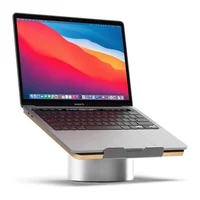 Soporte Ergonómico para Computador Portátil en Madera y Aluminio con Inclinación