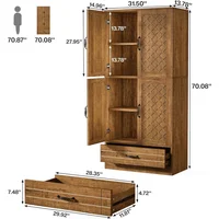 Estantería Alta con Puertas y Cajón Estilo Rústico Color Madera
