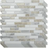 Papel Adhesivo Tipo Azulejo Beige y Blanco Impermeable 30.48cm x 30.48cm