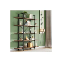 Estantería de 5 Niveles en Madera y Metal Estilo Industrial Color Marrón y Negro