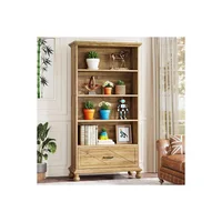Estantería Rústica de 6 Niveles con Cajón y Patas Decorativas Color Azul Lago
