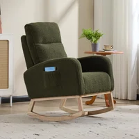 Mecedora Moderna Tapizada con Patas de Madera y Respaldo Alto Verde