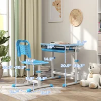Conjunto de Escritorio y Silla Ajustable para Niños en Color Azul