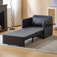 Sillón Cama Convertible 3 en 1 con Mesa Plegable y Puertos USB Negro