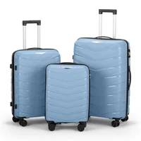 Maleta con Ruedas 3 en 1 con Diseño en V en Color Azul Cielo