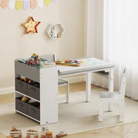 Conjunto de Escritorio y Sillas para Niños en Color Gris y Blanco