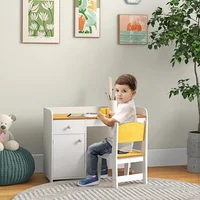 Conjunto de Escritorio y Silla para Niños en Color Blanco