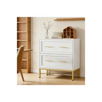 Archivador Lateral con 2 Cajones en Color Blanco y Patas Doradas