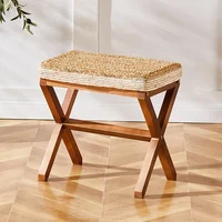 Reposapiés Rectangular Tejido en Algas Marinas con Base en Madera Color Blanco