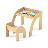 Conjunto de Mesa y Silla Infantil en Madera Natural