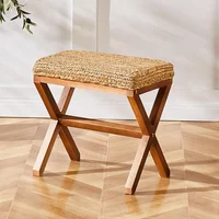 Reposapiés Rectangular Tejido en Algas Marinas con Base en Madera Color Natural