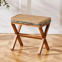 Reposapiés Rectangular Tejido en Algas Marinas con Base en Madera Color Gris