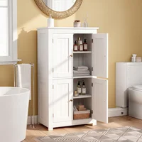 Gabinete de Baño Blanco con 4 Puertas y Acabado con Rayas Verticales
